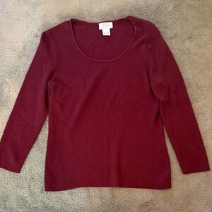 LOFT Deep Red Scoop Neck Sweater Top